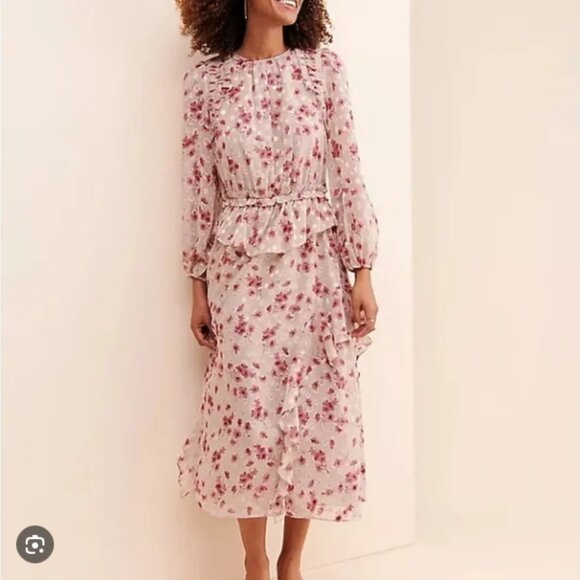 Current Air Long Sleeve Floral Midi Dress Girly Romantic Boho Fairycore Sz S - Picture 1 of 8